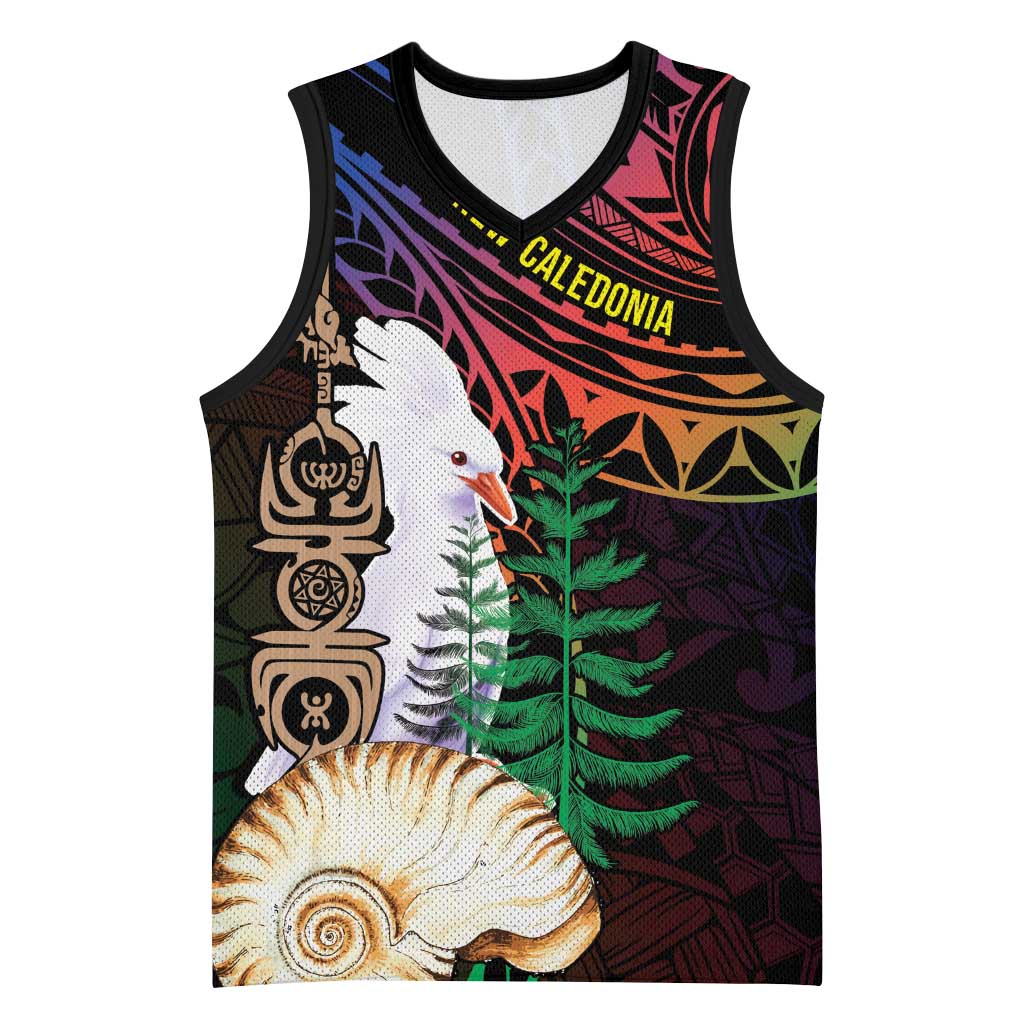 New Caledonia Kanaky Personalized Basketball Jersey Kagu Bird Emblem - Polynesian Pride