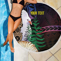 New Caledonia Kanaky Personalized Beach Blanket Kagu Bird Emblem - Polynesian Pride