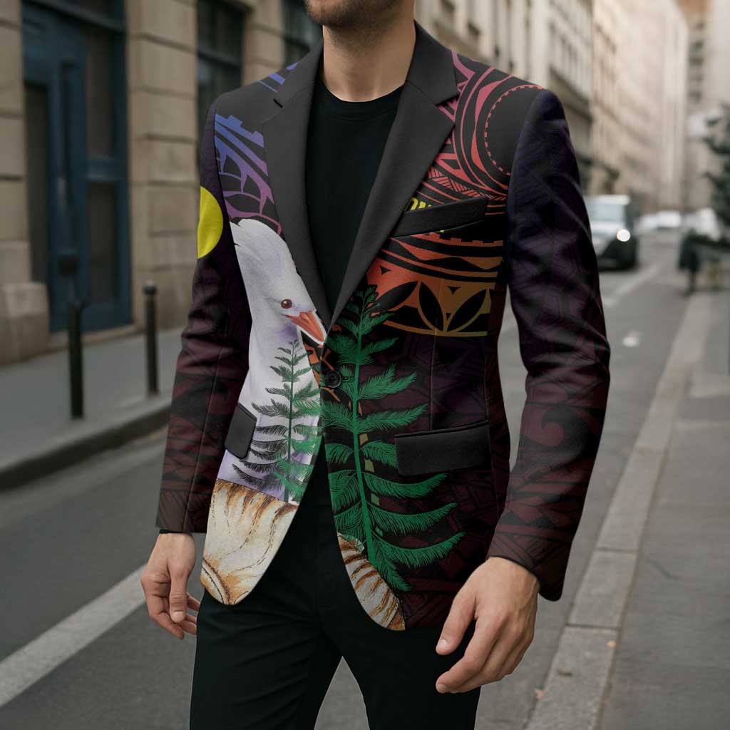 New Caledonia Kanaky Personalized Blazer Kagu Bird Emblem - Polynesian Pride