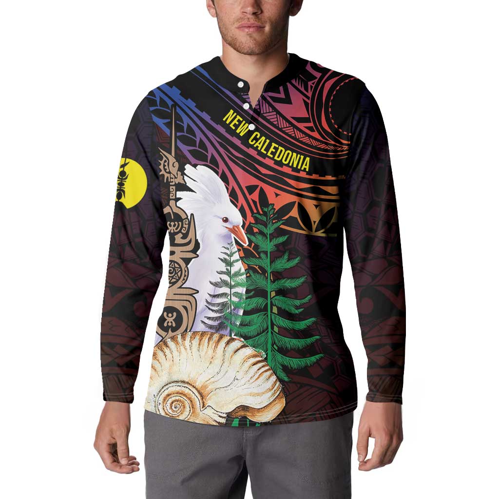 New Caledonia Kanaky Personalized Button Sweatshirt Kagu Bird Emblem - Polynesian Pride