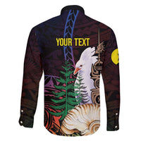 New Caledonia Kanaky Personalized Family Matching Long Sleeve Bodycon Dress and Hawaiian Shirt Kagu Bird Emblem - Polynesian Pride