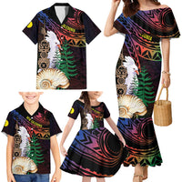 New Caledonia Kanaky Personalized Family Matching Mermaid Dress and Hawaiian Shirt Kagu Bird Emblem - Polynesian Pride