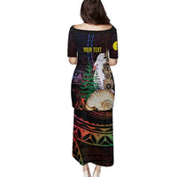 New Caledonia Kanaky Personalized Family Matching Puletasi and Hawaiian Shirt Kagu Bird Emblem - Polynesian Pride