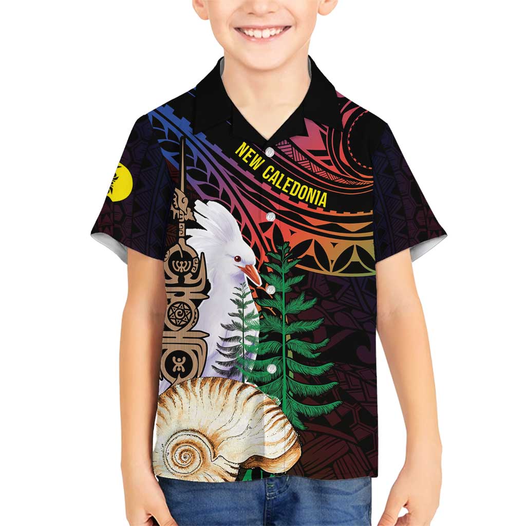 New Caledonia Kanaky Personalized Family Matching Puletasi and Hawaiian Shirt Kagu Bird Emblem - Polynesian Pride