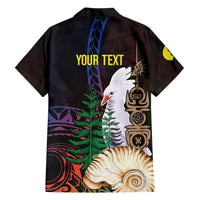 New Caledonia Kanaky Personalized Family Matching Short Sleeve Bodycon Dress and Hawaiian Shirt Kagu Bird Emblem - Polynesian Pride