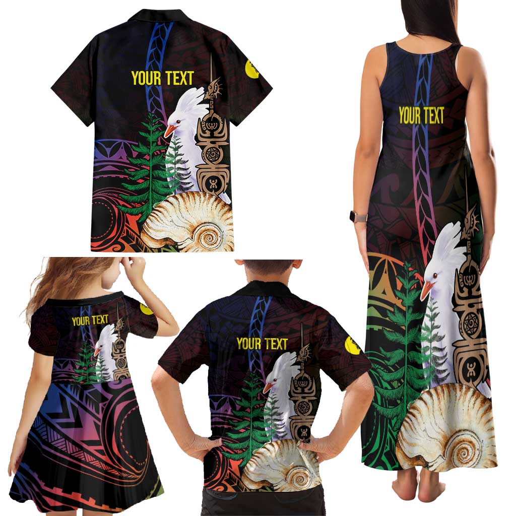 New Caledonia Kanaky Personalized Family Matching Tank Maxi Dress and Hawaiian Shirt Kagu Bird Emblem - Polynesian Pride