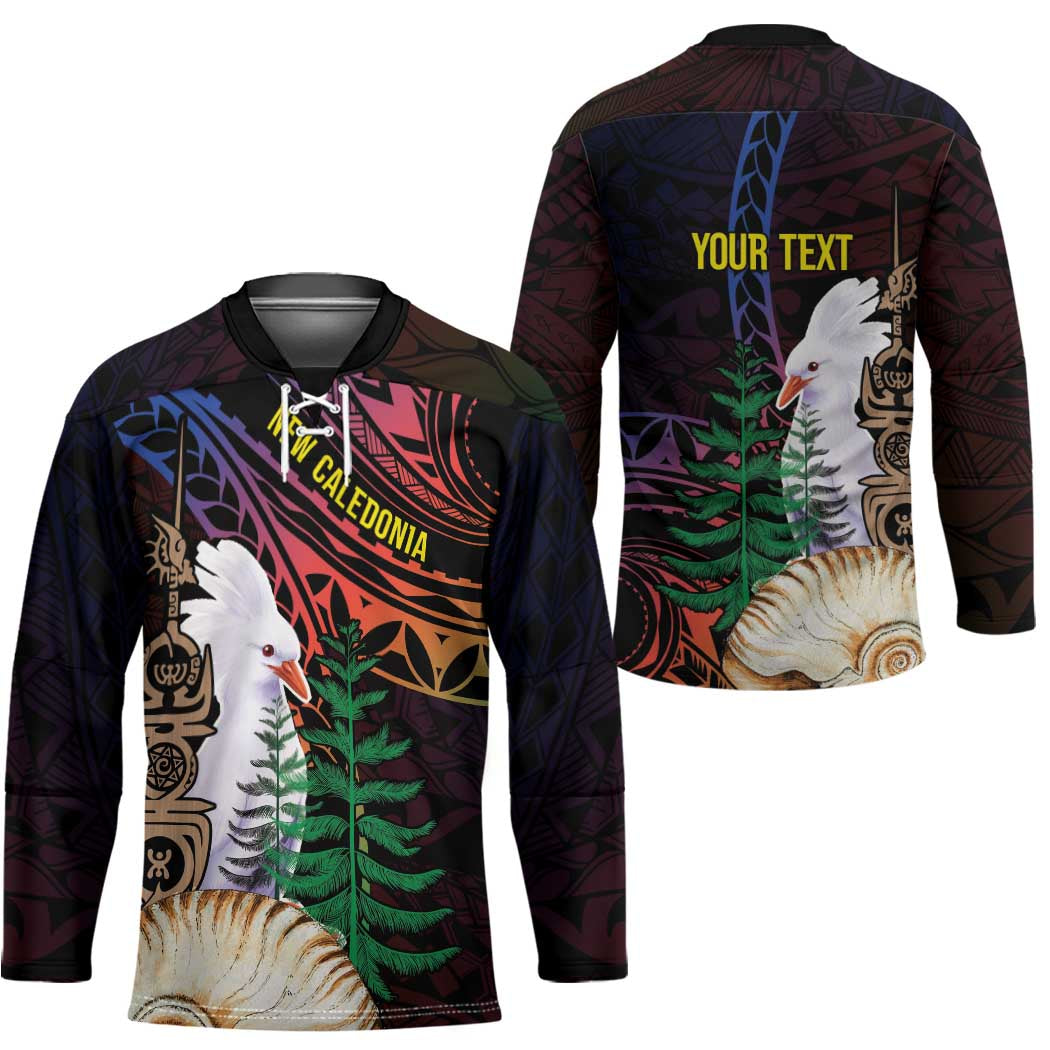New Caledonia Kanaky Personalized Hockey Jersey Kagu Bird Emblem - Polynesian Pride