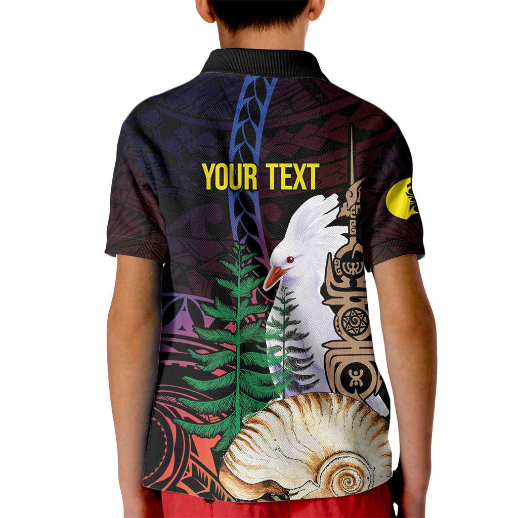 New Caledonia Kanaky Personalized Kid Polo Shirt Kagu Bird Emblem - Polynesian Pride