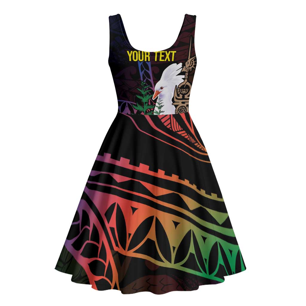 New Caledonia Kanaky Personalized Midi Dress Kagu Bird Emblem - Polynesian Pride