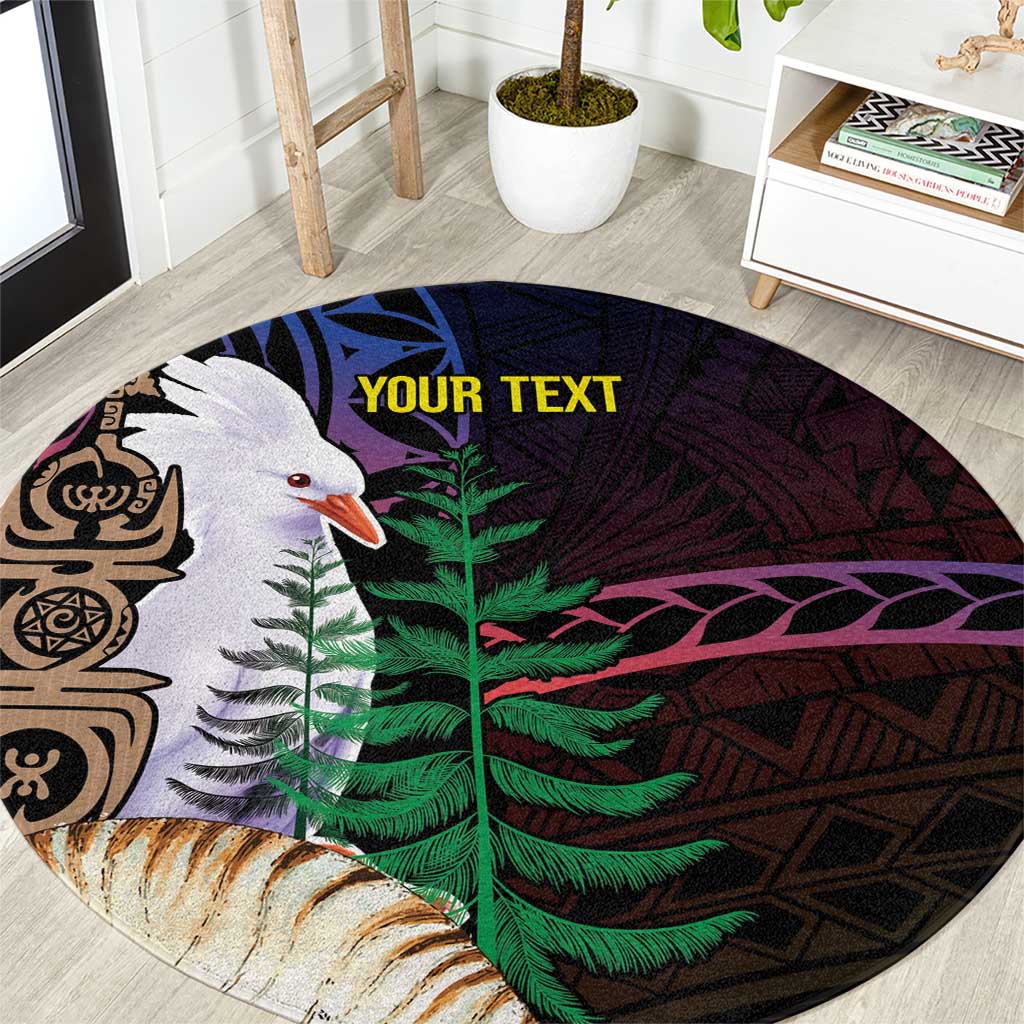 New Caledonia Kanaky Personalized Round Carpet Kagu Bird Emblem - Polynesian Pride