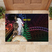 New Caledonia Kanaky Personalized Rubber Doormat Kagu Bird Emblem - Polynesian Pride