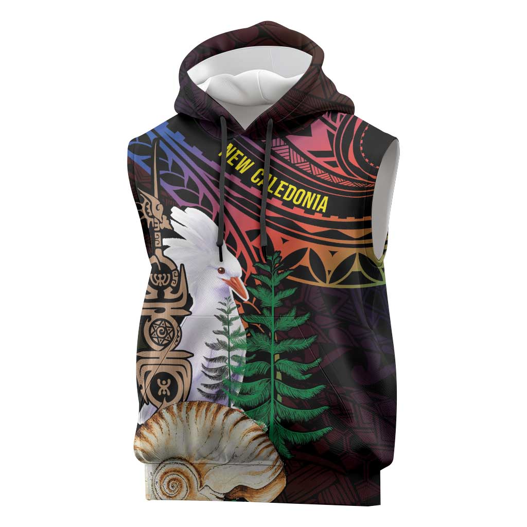 New Caledonia Kanaky Personalized Sleeveless Hoodie Kagu Bird Emblem - Polynesian Pride