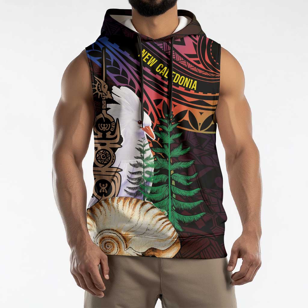 New Caledonia Kanaky Personalized Sleeveless Hoodie Kagu Bird Emblem - Polynesian Pride