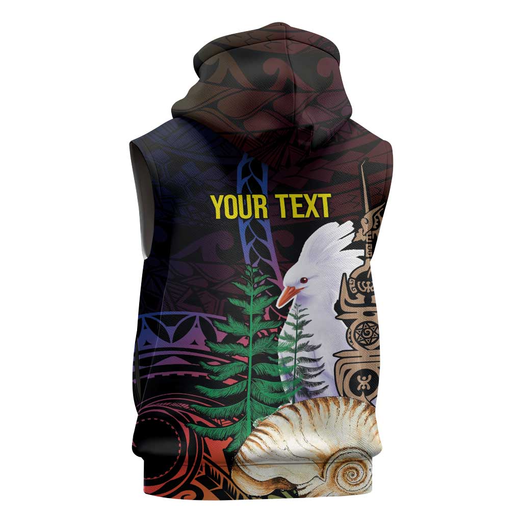 New Caledonia Kanaky Personalized Sleeveless Zip Hoodie Kagu Bird Emblem - Polynesian Pride