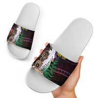 New Caledonia Kanaky Personalized Slide Sandals Kagu Bird Emblem - Polynesian Pride