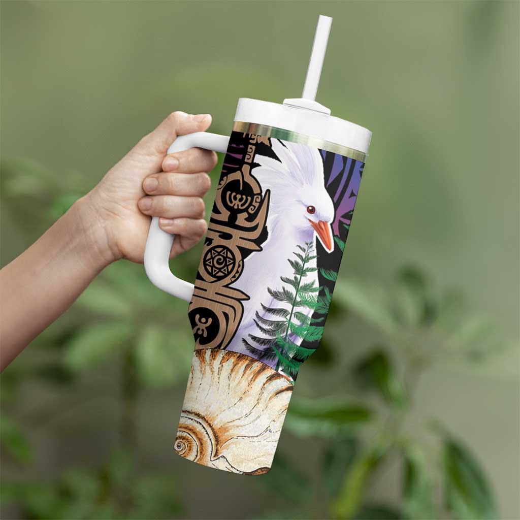 New Caledonia Kanaky Personalized Tumbler With Handle Kagu Bird Emblem - Polynesian Pride