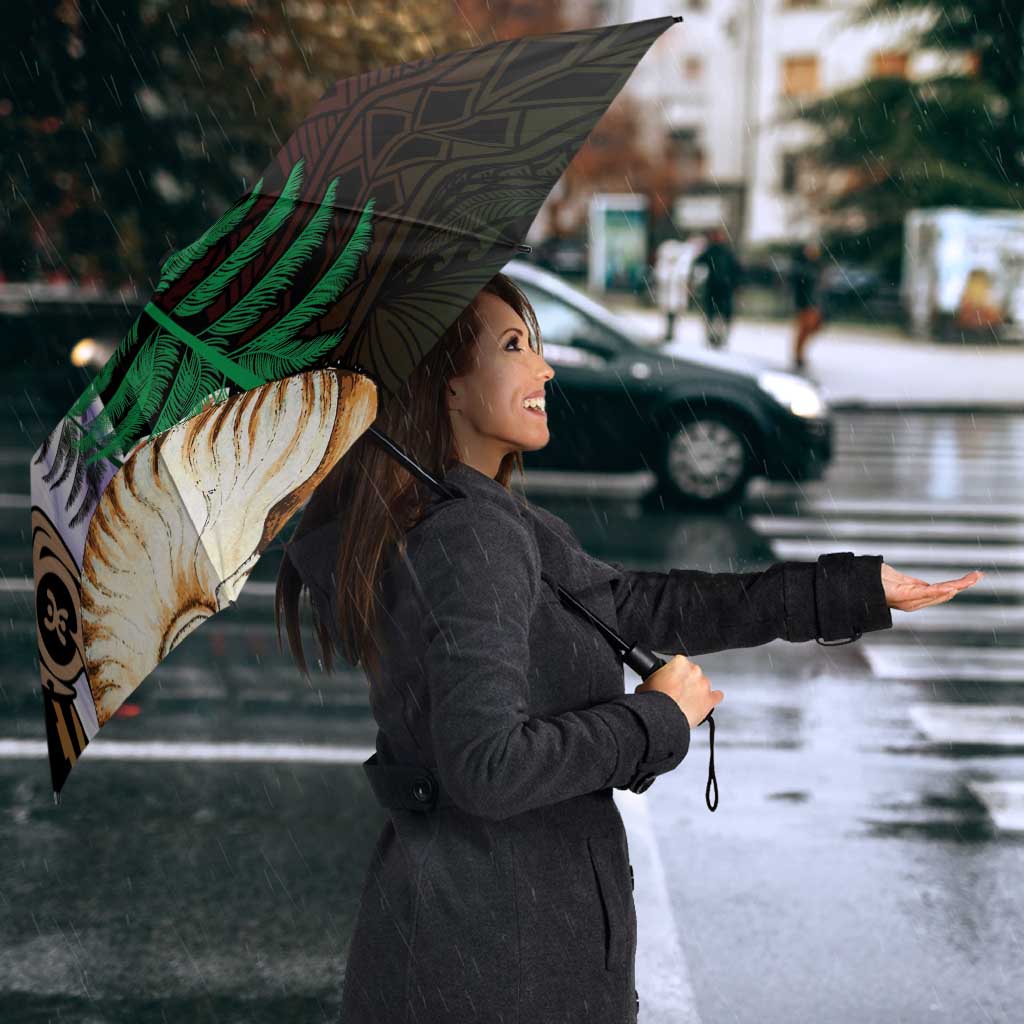 New Caledonia Kanaky Personalized Umbrella Kagu Bird Emblem - Polynesian Pride