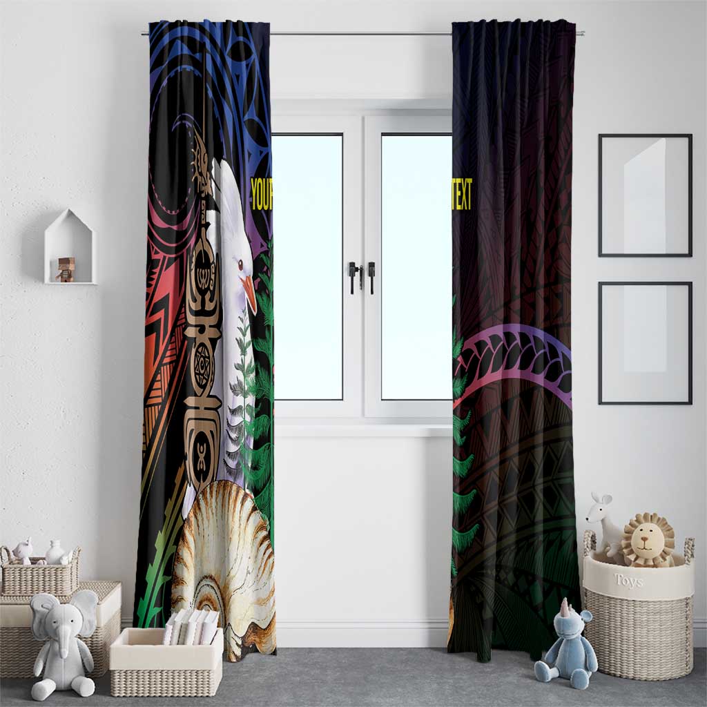 New Caledonia Kanaky Personalized Window Curtain Kagu Bird Emblem - Polynesian Pride