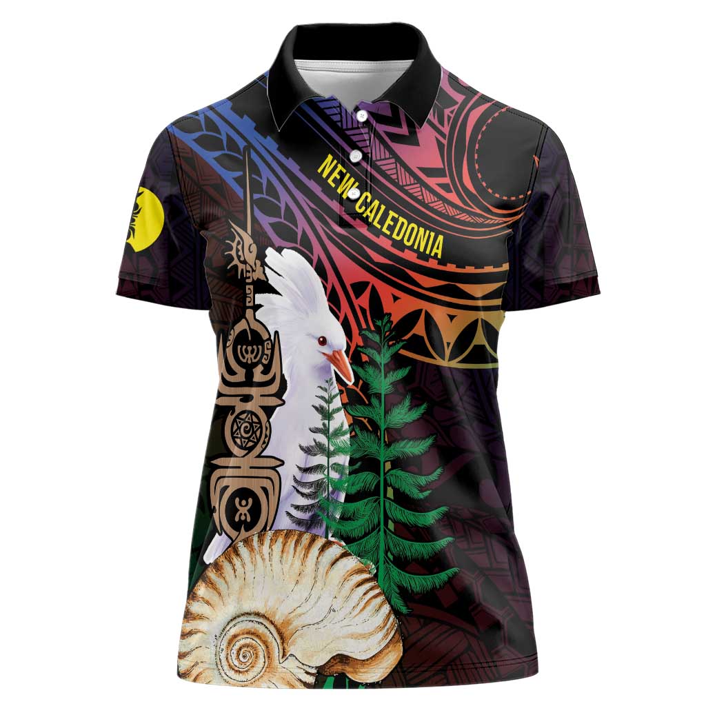 New Caledonia Kanaky Personalized Women Polo Shirt Kagu Bird Emblem - Polynesian Pride