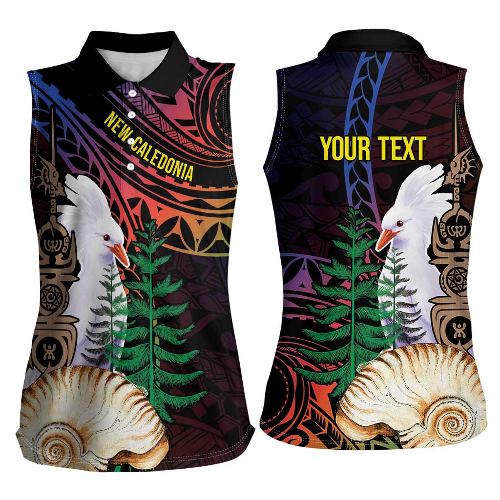 New Caledonia Kanaky Personalized Women Sleeveless Polo Shirt Kagu Bird Emblem - Polynesian Pride