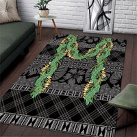Hawai'i Paniolo Maile Twisted Lei Area Rug Obsidian Black LT7 Black - Polynesian Pride