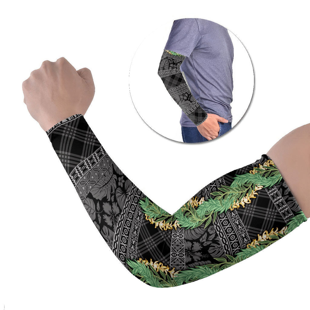 Hawai'i Paniolo Maile Twisted Lei Arm Sleeves Obsidian Black LT7 Set of 2 Black - Polynesian Pride