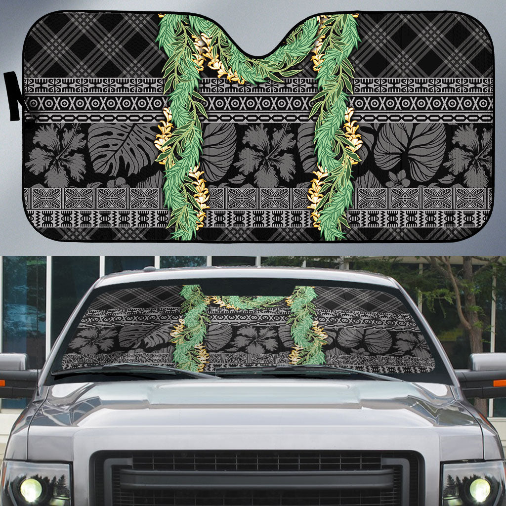 Hawai'i Paniolo Maile Twisted Lei Auto Sun Shade Obsidian Black LT7 Black - Polynesian Pride
