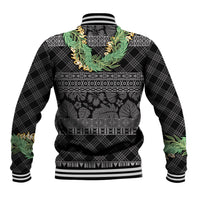 Hawai'i Paniolo Maile Twisted Lei Baseball Jacket Obsidian Black LT7 - Polynesian Pride