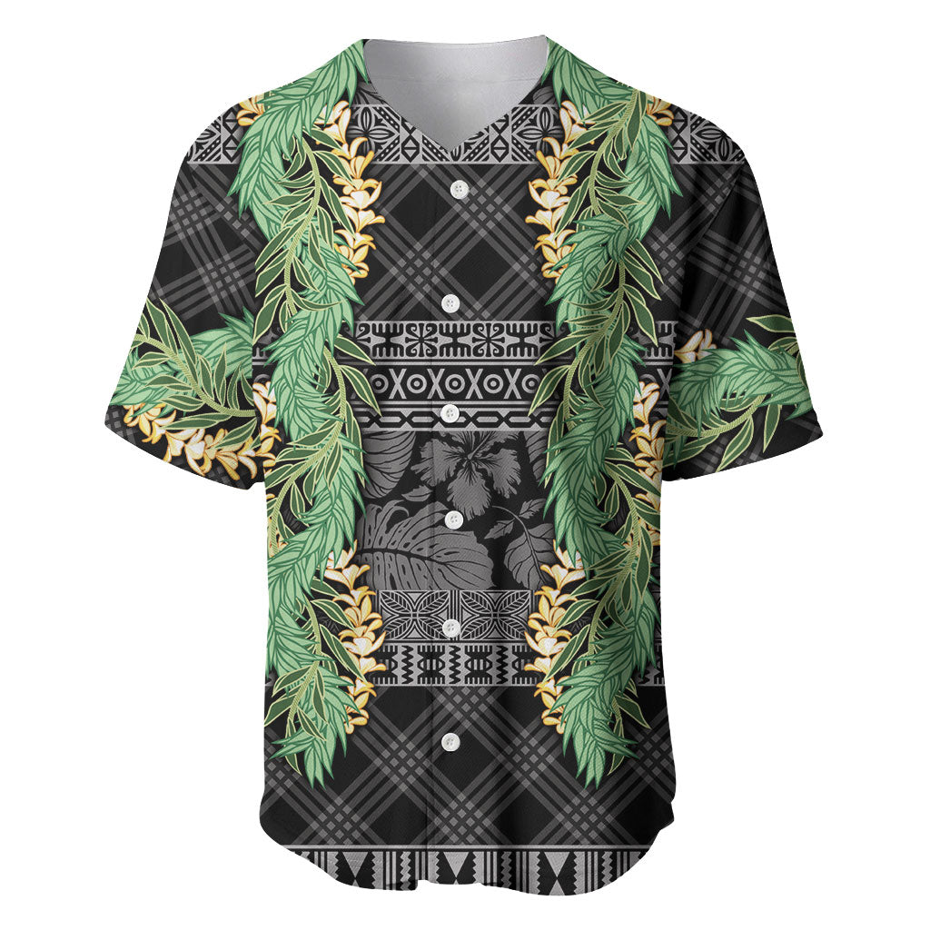 Hawai'i Paniolo Maile Twisted Lei Baseball Jersey Obsidian Black LT7 Black - Polynesian Pride