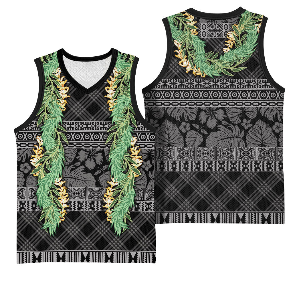 Hawai'i Paniolo Maile Twisted Lei Basketball Jersey Obsidian Black LT7 - Polynesian Pride