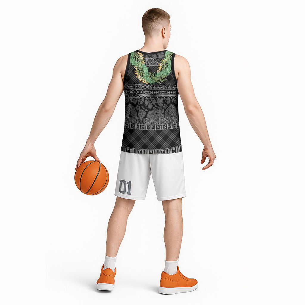 Hawai'i Paniolo Maile Twisted Lei Basketball Jersey Obsidian Black LT7 - Polynesian Pride