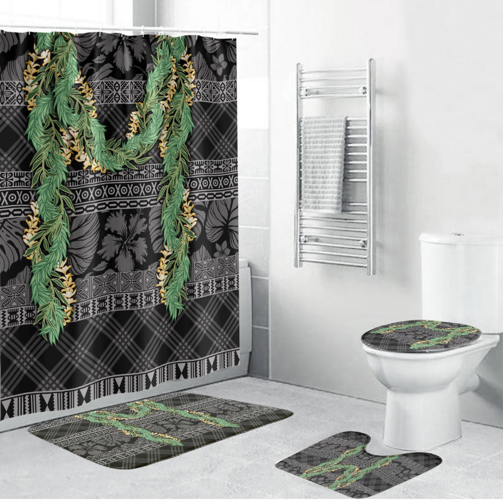 Hawai'i Paniolo Maile Twisted Lei Bathroom Set Obsidian Black LT7 Bathroom Set (4 pcs) Black - Polynesian Pride