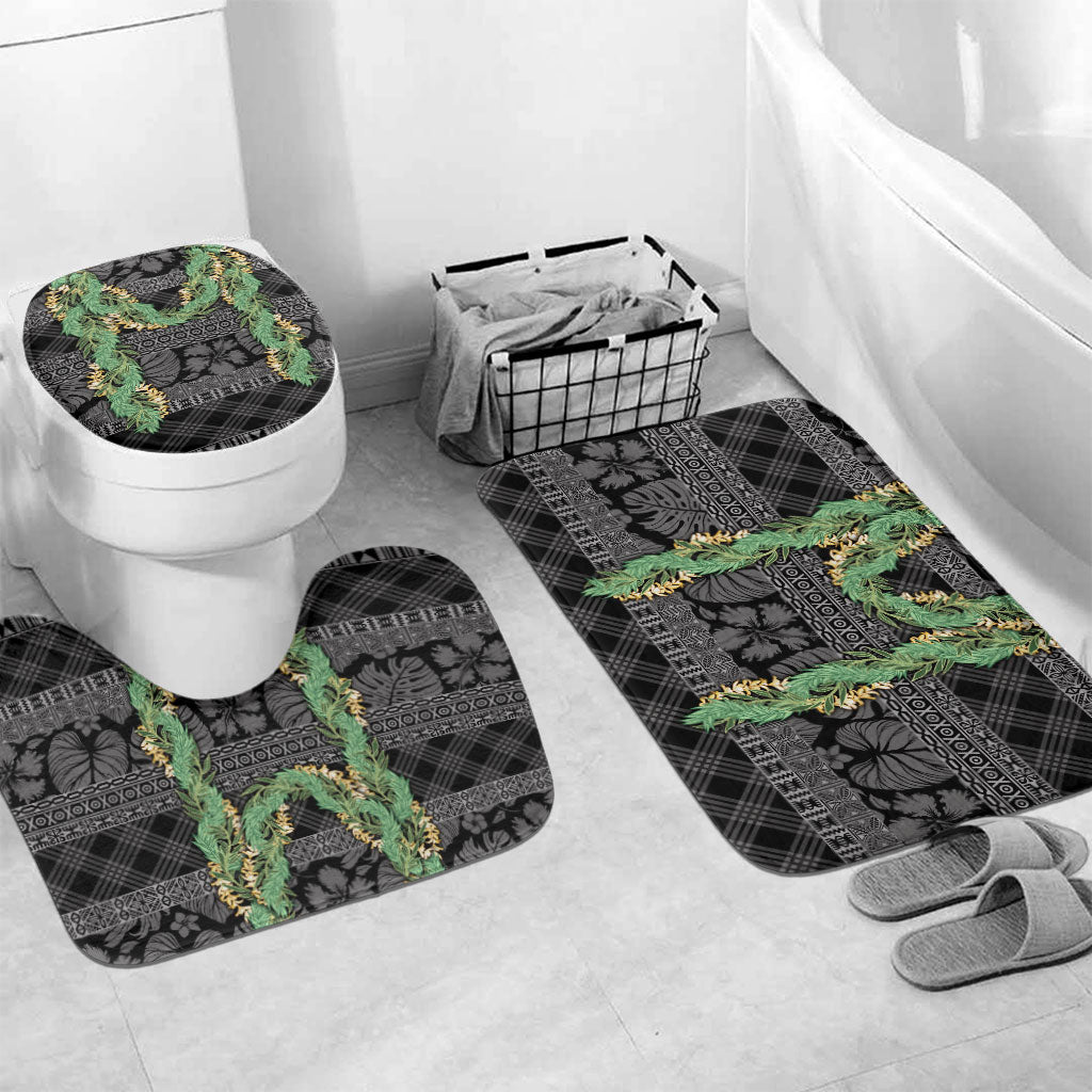 Hawai'i Paniolo Maile Twisted Lei Bathroom Set Obsidian Black LT7 Mat Set Only (3 pcs) One Size Black - Polynesian Pride