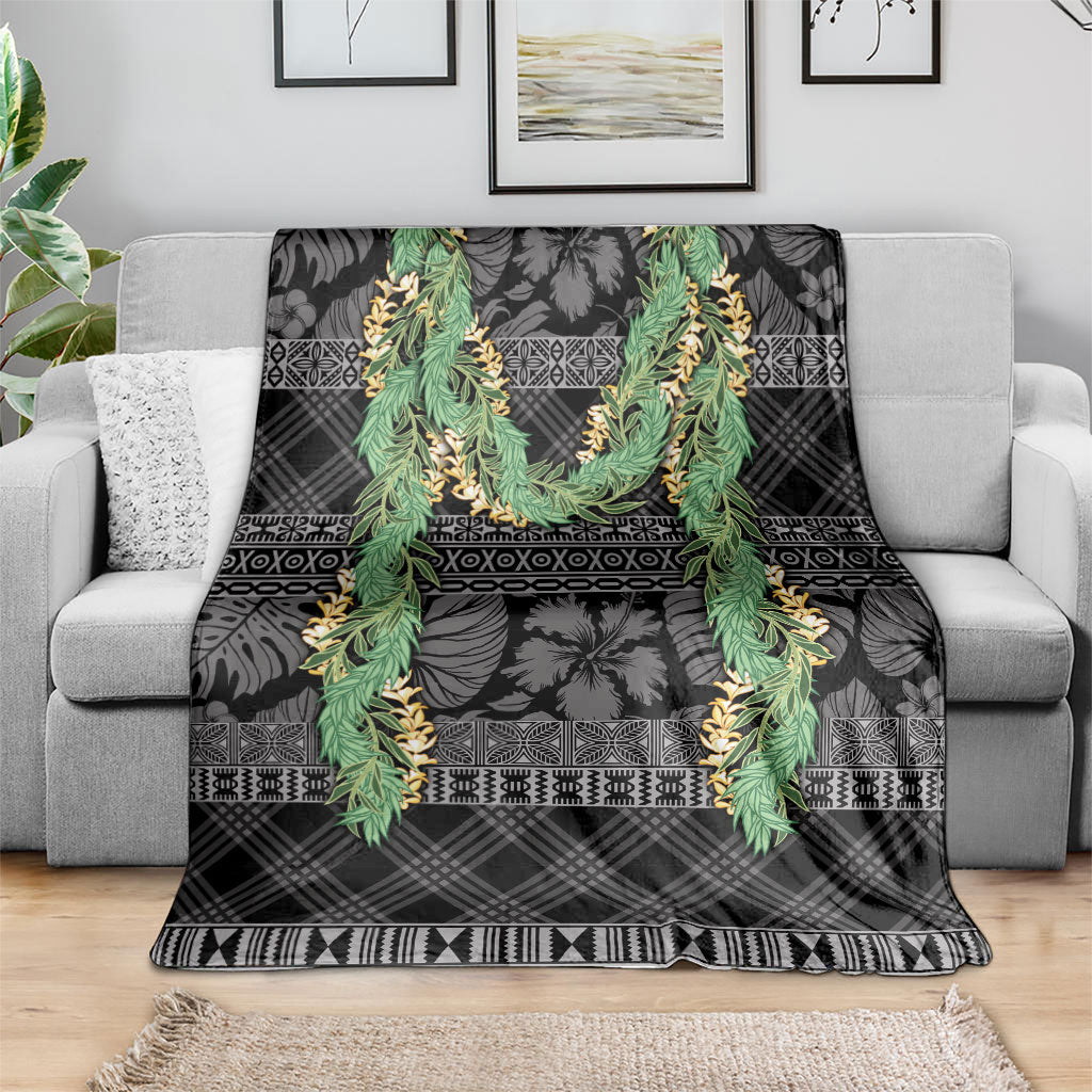 Hawai'i Paniolo Maile Twisted Lei Blanket Obsidian Black LT7 - Polynesian Pride