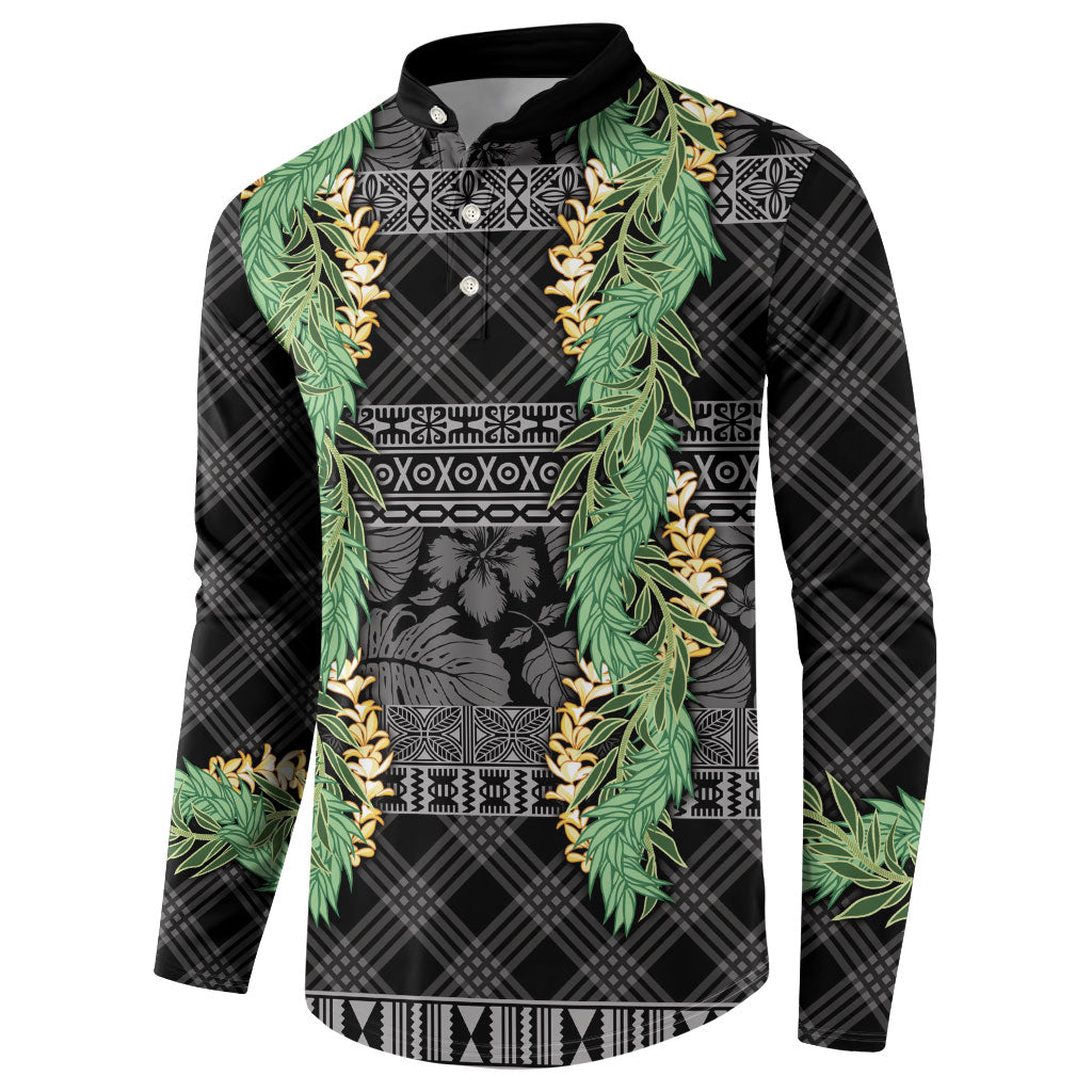 Hawai'i Paniolo Maile Twisted Lei Button Sweatshirt Obsidian Black LT7 - Polynesian Pride