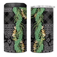 Hawai'i Paniolo Maile Twisted Lei 4 in 1 Can Cooler Tumbler Obsidian Black LT7 One Size: 16 oz Black - Polynesian Pride