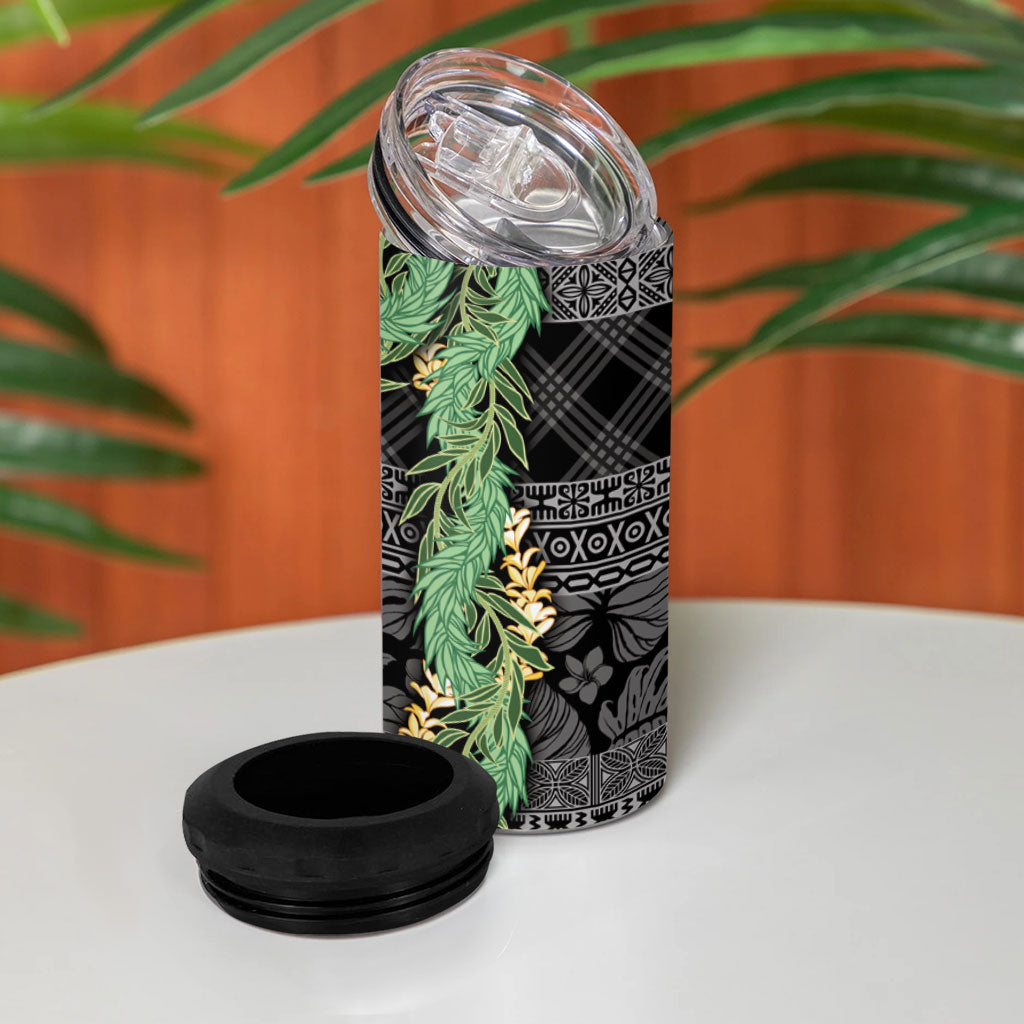 Hawai'i Paniolo Maile Twisted Lei 4 in 1 Can Cooler Tumbler Obsidian Black LT7 - Polynesian Pride