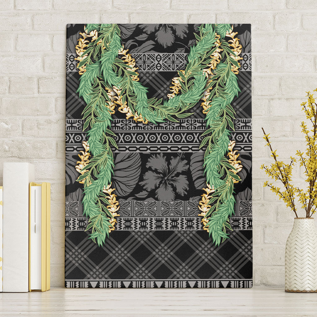Hawai'i Paniolo Maile Twisted Lei Canvas Wall Art Obsidian Black LT7 Without Frame Black - Polynesian Pride