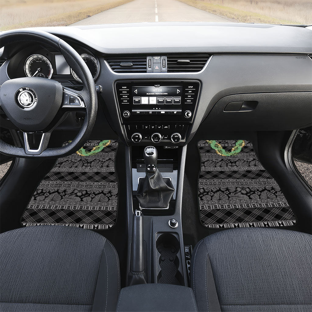 Hawai'i Paniolo Maile Twisted Lei Car Mats Obsidian Black LT7 Set 2pcs - Front Black - Polynesian Pride