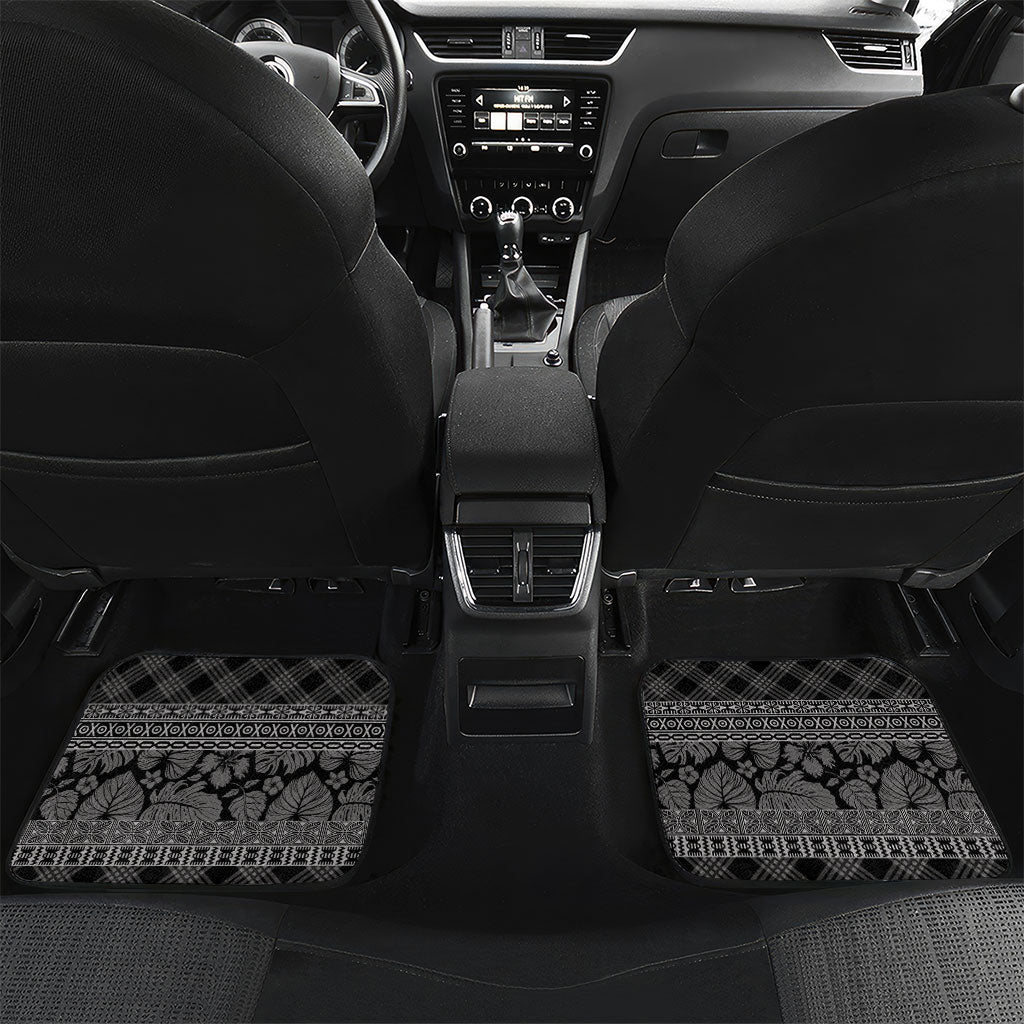 Hawai'i Paniolo Maile Twisted Lei Car Mats Obsidian Black LT7 Set 2pcs - Back Black - Polynesian Pride