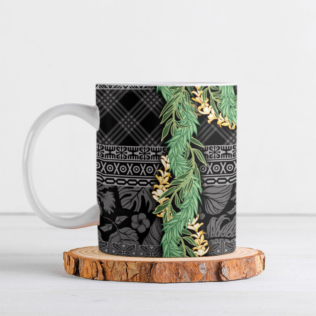 Hawai'i Paniolo Maile Twisted Lei Ceramic Mug Obsidian Black LT7 Black - Polynesian Pride