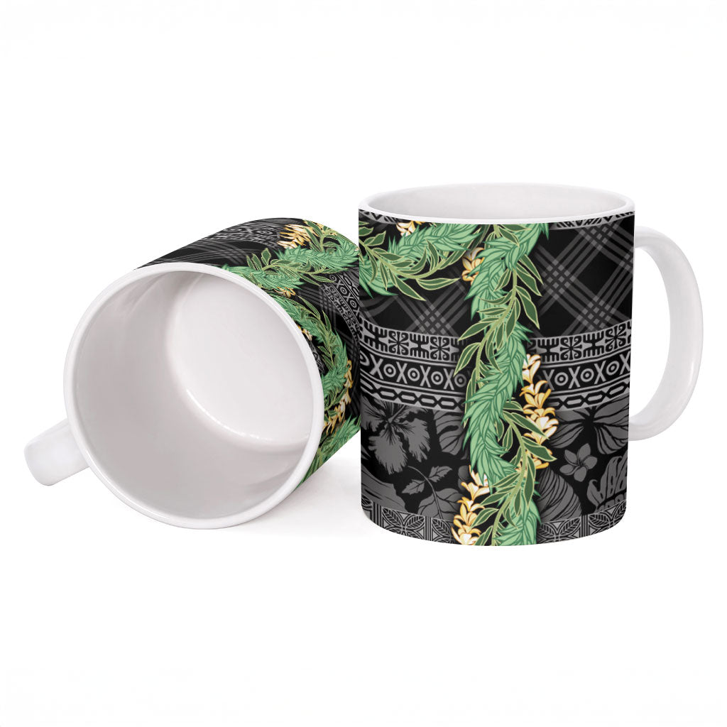 Hawai'i Paniolo Maile Twisted Lei Ceramic Mug Obsidian Black LT7 - Polynesian Pride