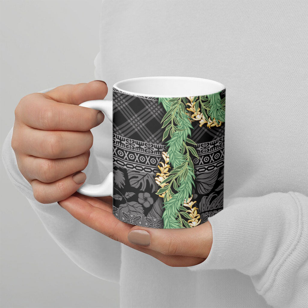 Hawai'i Paniolo Maile Twisted Lei Ceramic Mug Obsidian Black LT7 - Polynesian Pride