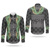 Hawai'i Paniolo Maile Twisted Lei Couples Matching Long Sleeve Bodycon Dress and Long Sleeve Button Shirt Obsidian Black LT7 - Polynesian Pride