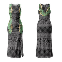 Hawai'i Paniolo Maile Twisted Lei Couples Matching Tank Maxi Dress and Long Sleeve Button Shirt Obsidian Black LT7 - Polynesian Pride
