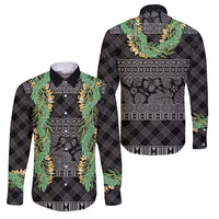 Hawai'i Paniolo Maile Twisted Lei Family Matching Long Sleeve Bodycon Dress and Hawaiian Shirt Obsidian Black LT7 Dad's Shirt - Long Sleeve Black - Polynesian Pride