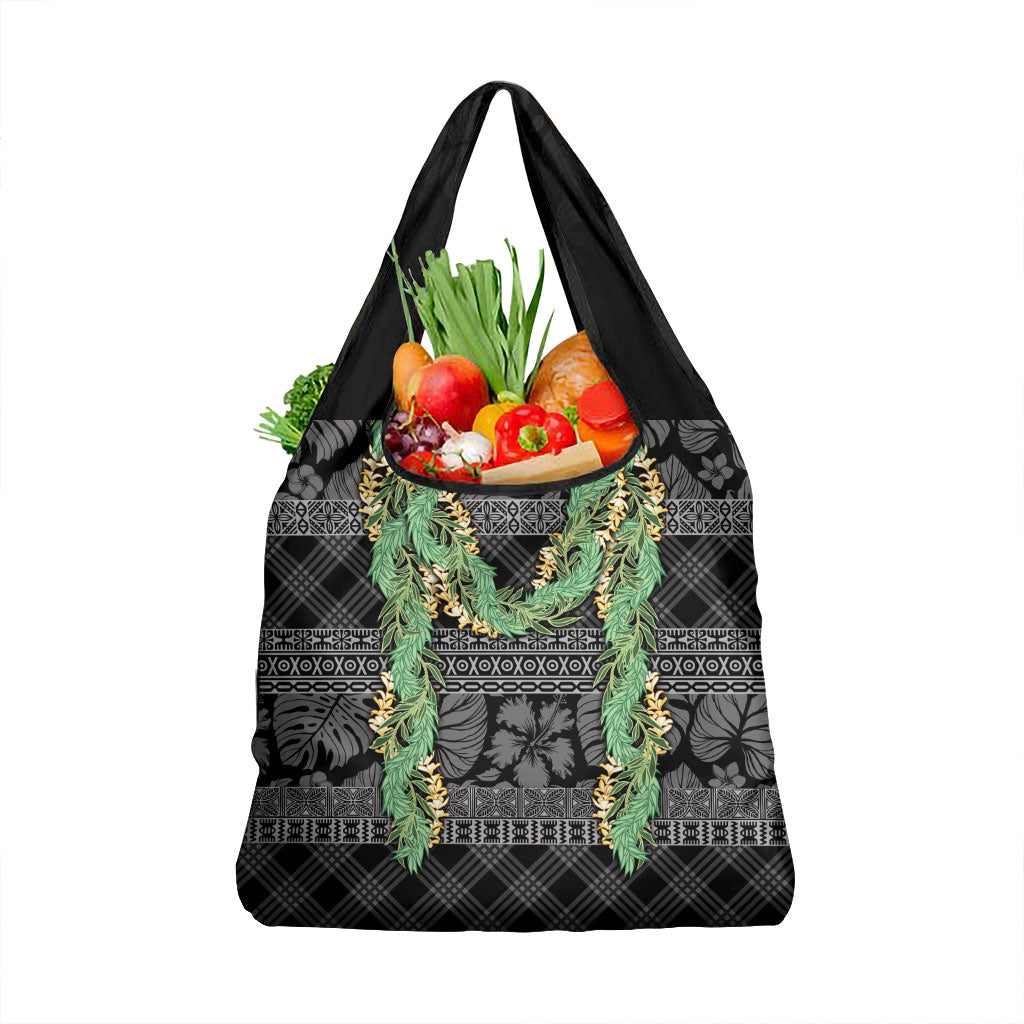 Hawai'i Paniolo Maile Twisted Lei Grocery Bag Obsidian Black