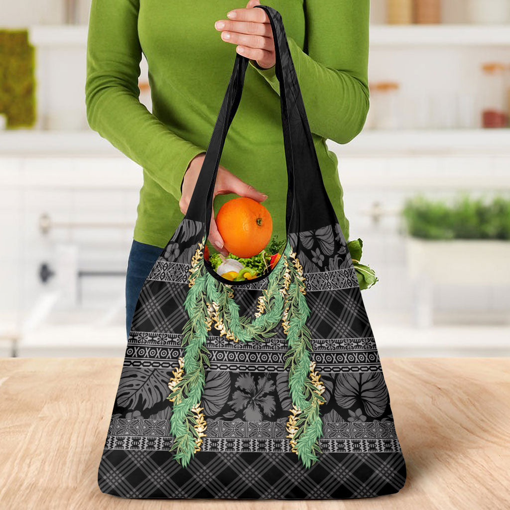 Hawai'i Paniolo Maile Twisted Lei Grocery Bag Obsidian Black LT7 - Polynesian Pride