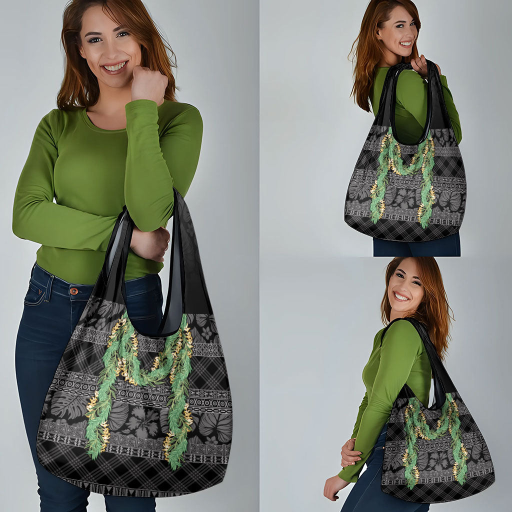 Hawai'i Paniolo Maile Twisted Lei Grocery Bag Obsidian Black LT7 - Polynesian Pride