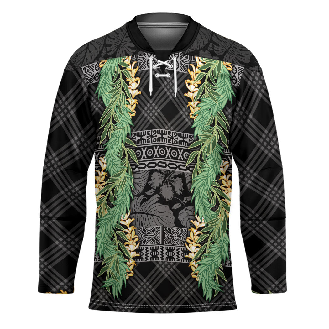 Hawai'i Paniolo Maile Twisted Lei Hockey Jersey Obsidian Black LT7 Unisex Black - Polynesian Pride